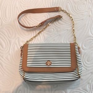 Navy Blue and White Tory Burch Handbag